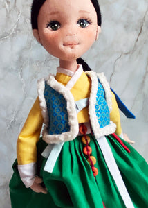 Hanbok doll Pattern / Lady wearing jobawi