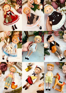 25cm Doll Pattern / (S) Dress 4Type + Pants 4Type Set