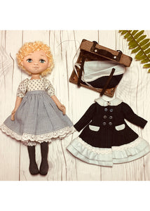 25cm Doll Pattern / (J) Sara & Suitcase (Dress-Up)