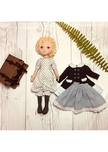 25cm Doll Pattern / (J) Sara & Suitcase (Dress-Up)