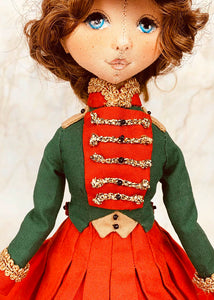 35cm doll Pattern / The woman wearing a hat with feathers (Face center seam)